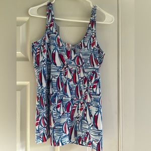 Red Right Return Lilly Pulitzer tank 4th of July Medium Sailboat tank